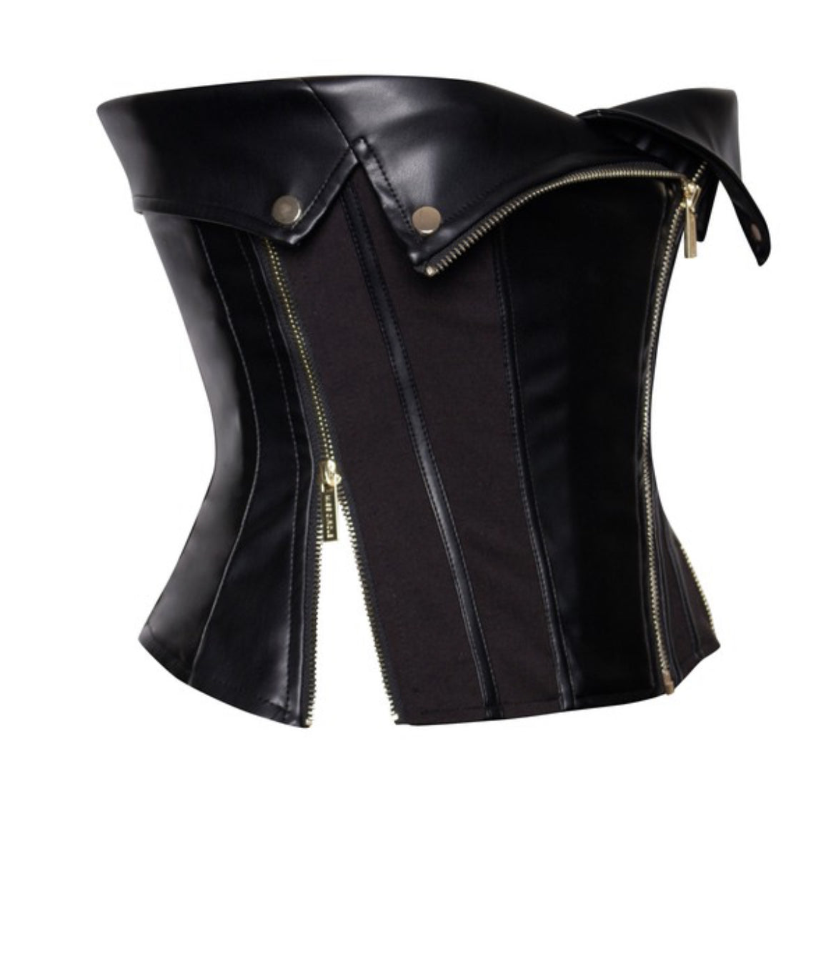 Black Vegan Leather Bustier Top